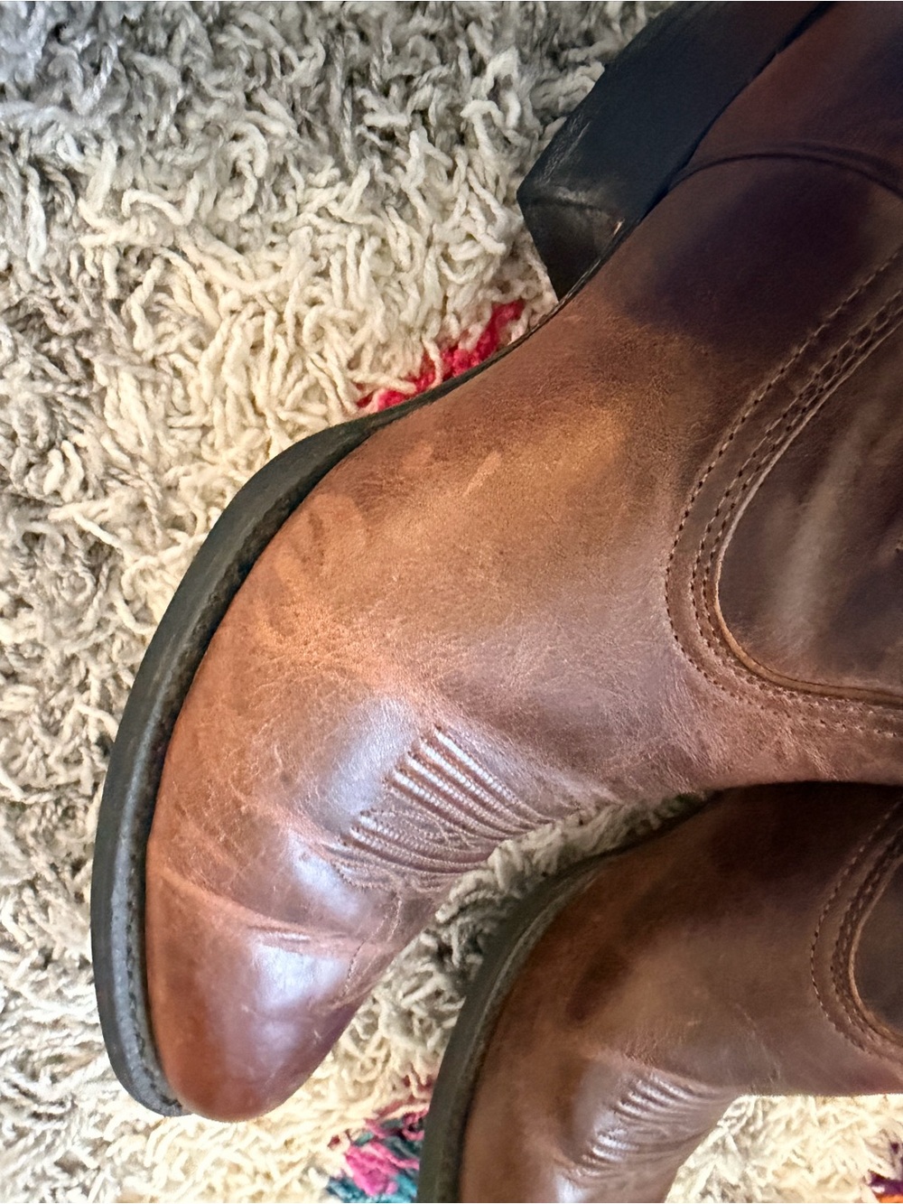 Ariat Men’s Heritage Brown Leather Western Boots with turquoise hue - Picture 6 of 8